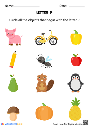 Letter P Recognition Worksheet for Early Learners