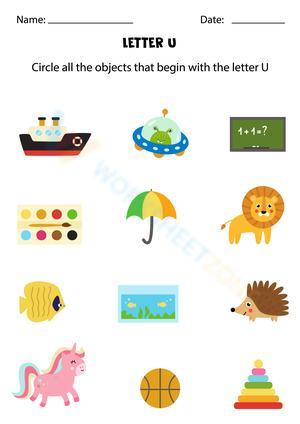 Beginning sounds with letter U