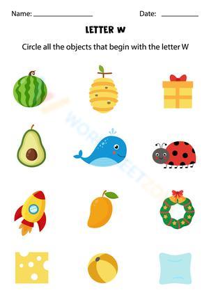 Beginning sounds with letter W