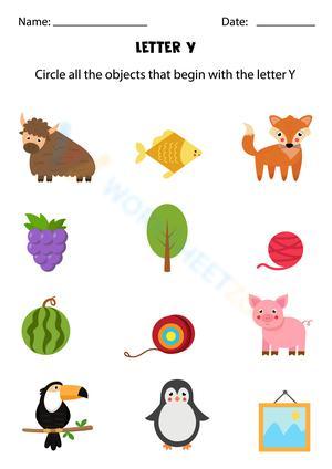 Beginning sounds with letter Y