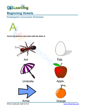 Beginning Vowels Letter A