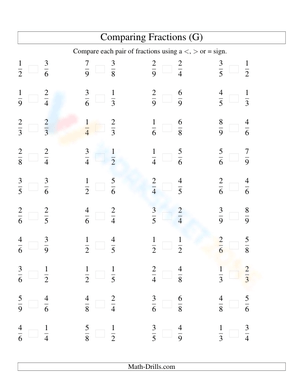 Comparing Fractions Practice Worksheet