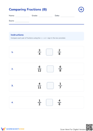Essential Comparing Fractions Worksheet | Grade 4 Math
