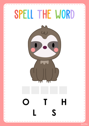 Printable Animal Spelling Worksheet | Grade K-1 ELA