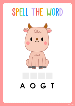 Printable Animal Spelling Worksheet | Grade K ELA