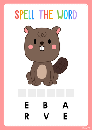 Printable Animal Spelling Worksheet | Grade K