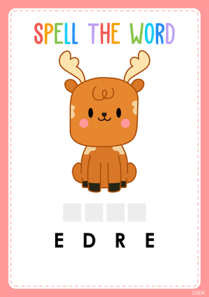 Animal Spelling Worksheet: Deer | Grade K Essential