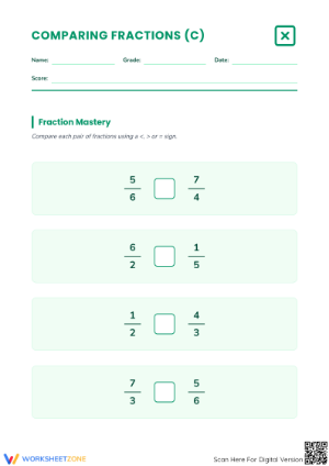Comparing Simple and Improper Fractions | Printable Mastery