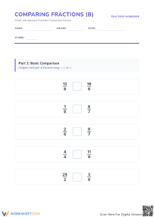Essential Comparing Proper and Improper Fractions Worksheet