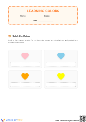 Essential Color Words Worksheet | Kindergarten ELA
