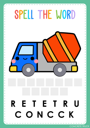 Transportation Spelling Worksheet | Essential Preschool ELA