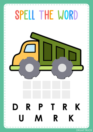 Printable Transportation Spelling Worksheet | Pre-K ELA