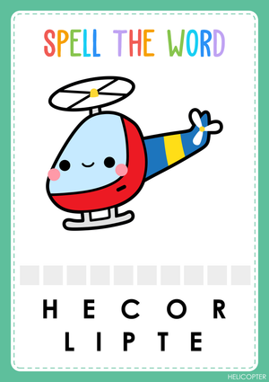 Essential Preschool Transportation Spelling Worksheet