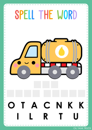 Transportation Spelling Worksheet | Essential Preschool ELA