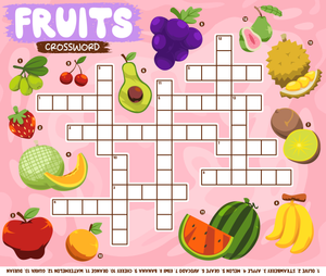 Fruits Crossword Worksheet | Essential Kindergarten ELA