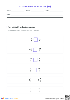 Comparing Fractions Worksheet | Printable Grade 4 Math
