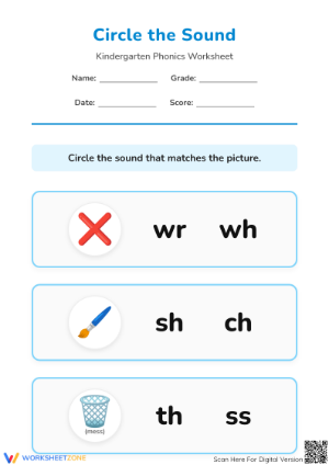 Essential Digraphs Worksheet | Grade K-1 Phonics