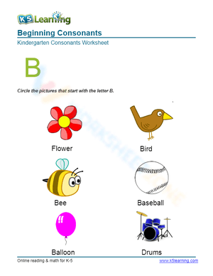 Beginning Consonants - Letter B