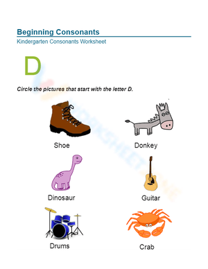 Pre-K Letter D Sounds — Printable No-Prep Worksheet