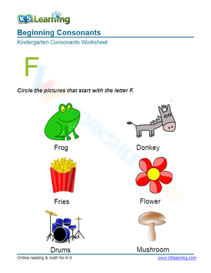 Beginning Consonants - Letter F