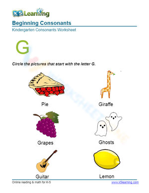 Beginning Consonants - Letter G