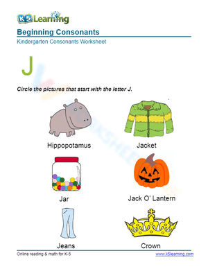 Beginning Consonants - Letter J