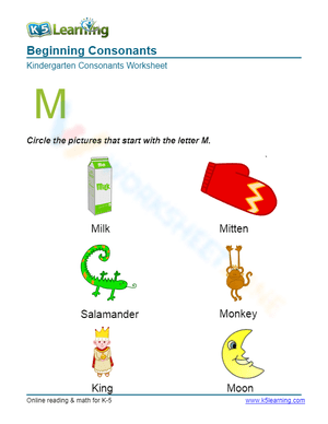 Beginning Consonants - Letter M