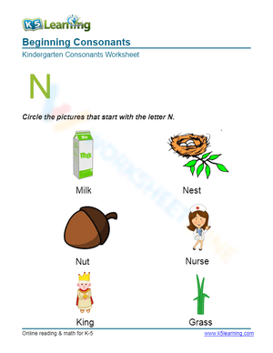 Beginning Consonants - Letter N