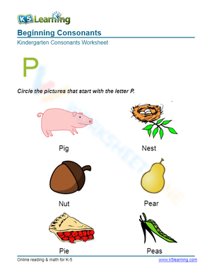 Beginning Consonants - Letter P