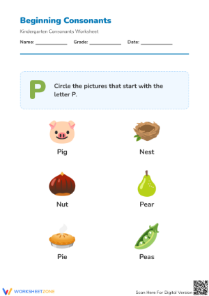 Beginning Consonants Letter P | Essential Preschool ELA