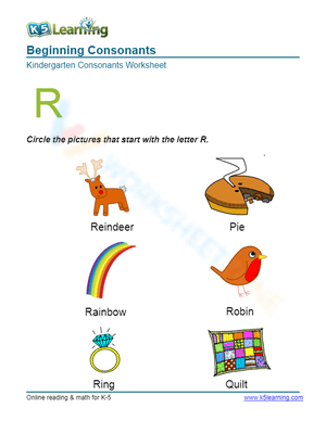 Beginning Consonants - Letter R