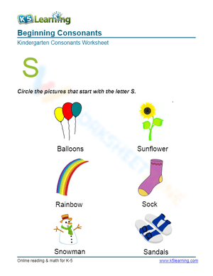 Beginning Consonants - Letter S