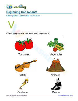 Beginning Consonants - Letter V