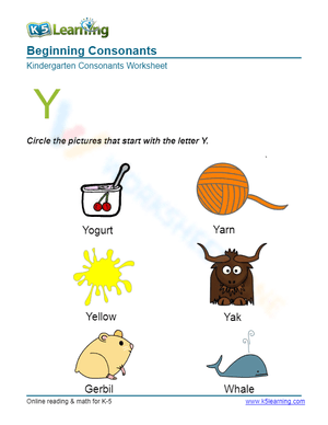 Beginning Consonants - Letter Y