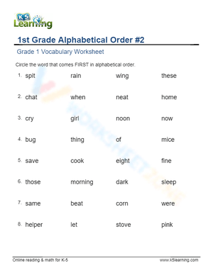 Grade 1 - Alphabetical order - Circle 2
