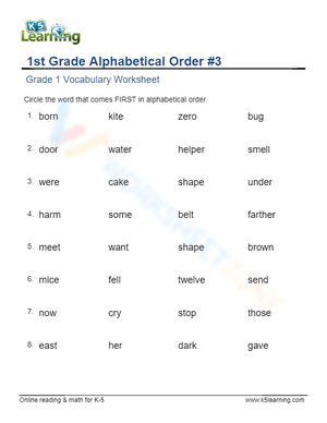 Grade 1 - Alphabetical order - Circle 3