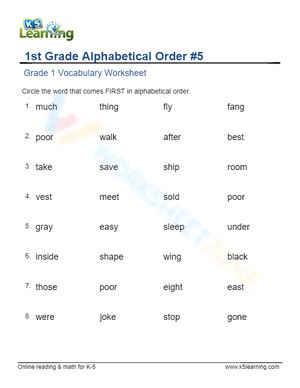 Grade 1 - Alphabetical order - Circle 5