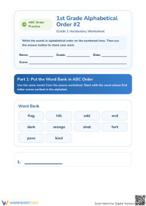 Printable Alphabetical Order Worksheet | Grade 1 Essential