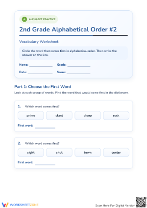 Printable Alphabetical Order Worksheet | Grade 1 ELA