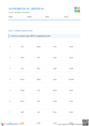 Alphabetical Order Worksheet | Grade 1 Essential Practice