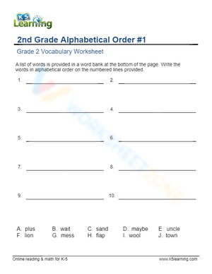 Grade 2 - Alphabetical order - Write 1