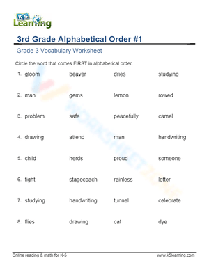 Grade 3 - Alphabetical order - Circle 1