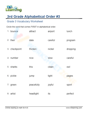 Grade 3 - Alphabetical order - Circle 3
