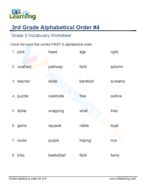 Grade 3 - Alphabetical order - Circle 4