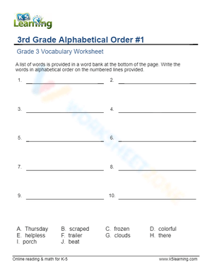 Grade 3 - Alphabetical order - Write 1