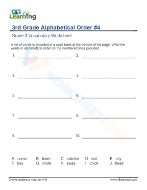 Grade 3 - Alphabetical order - Write 4