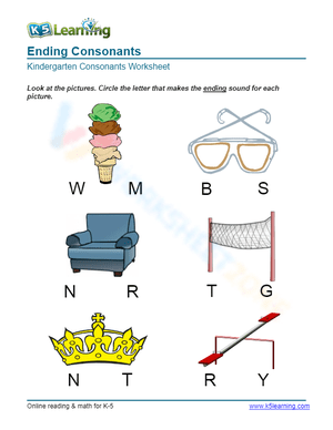 Ending consonants - Circle 5