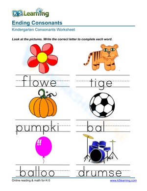 Ending consonants - Write 1