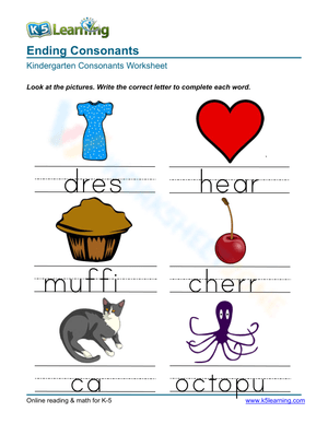 Ending consonants - Write 2