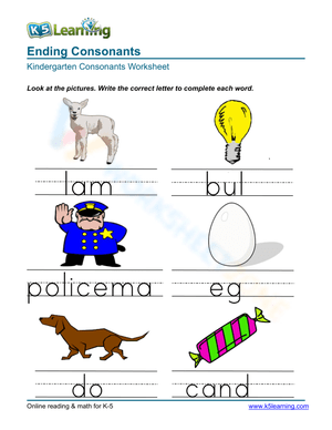 Ending consonants - Write 3